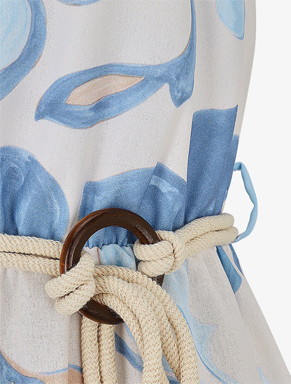 Robe à bretelles imprimé abstrait - Bleu - 3