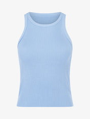 Crop top uni côtelé - Bleu ciel - 1