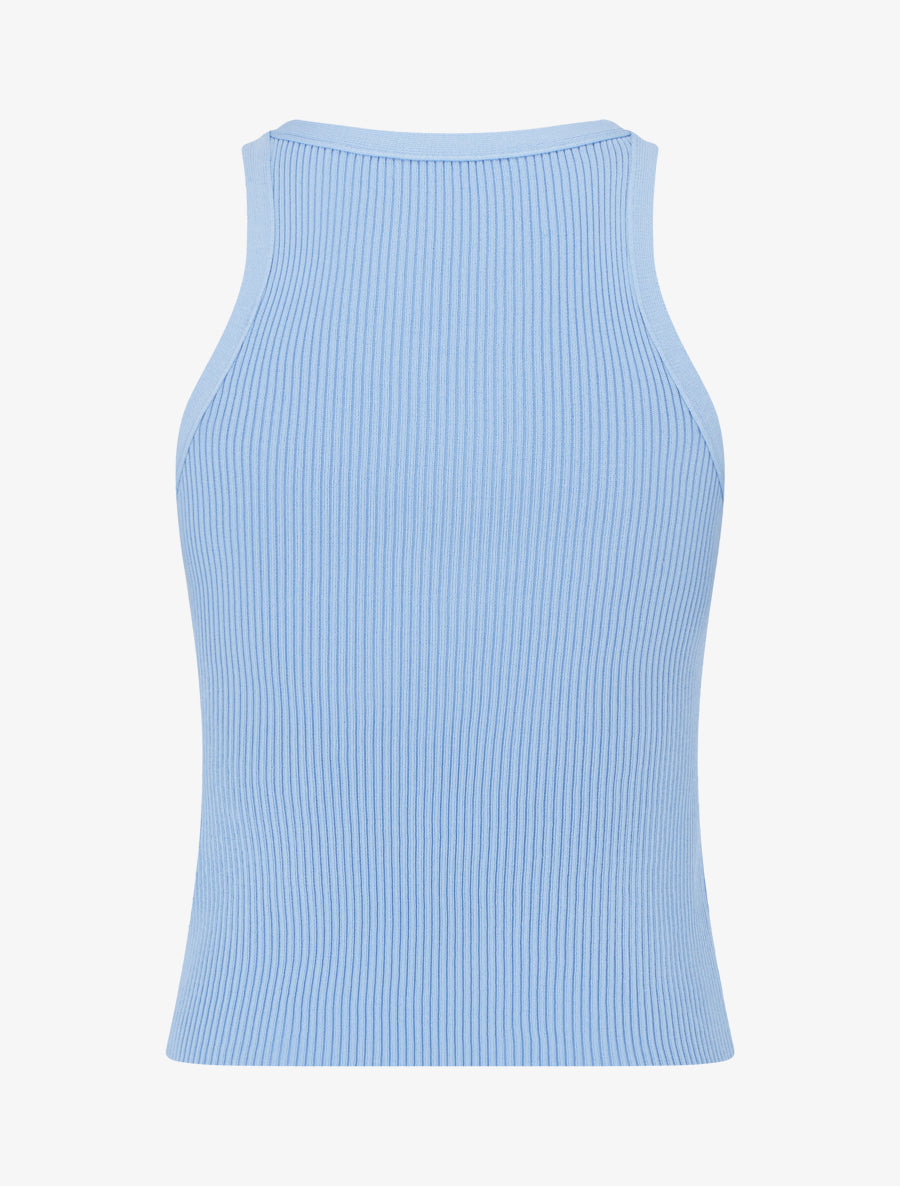 Crop top uni côtelé - Bleu ciel - 2