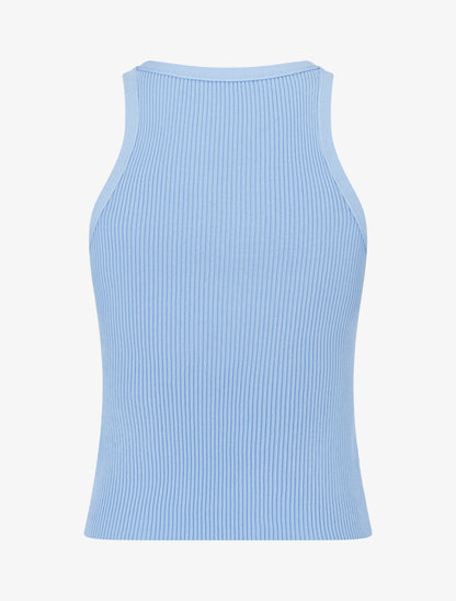 Crop top uni côtelé - Bleu ciel - 2