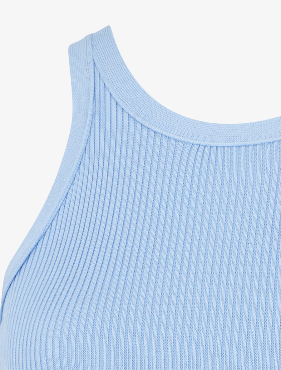 Crop top uni côtelé - Bleu ciel - 3