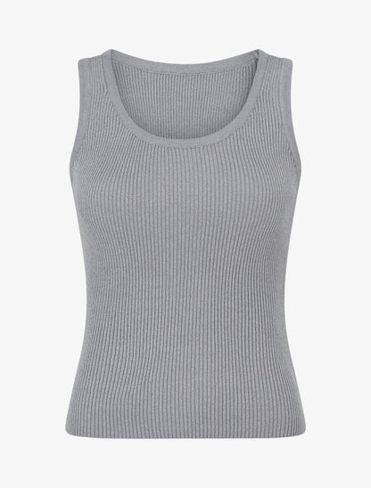 Crop top uni en maille irisé - Gris - 1