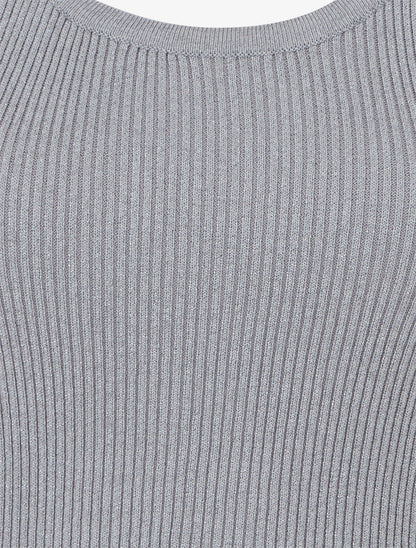 Crop top uni en maille irisé - Gris - 3