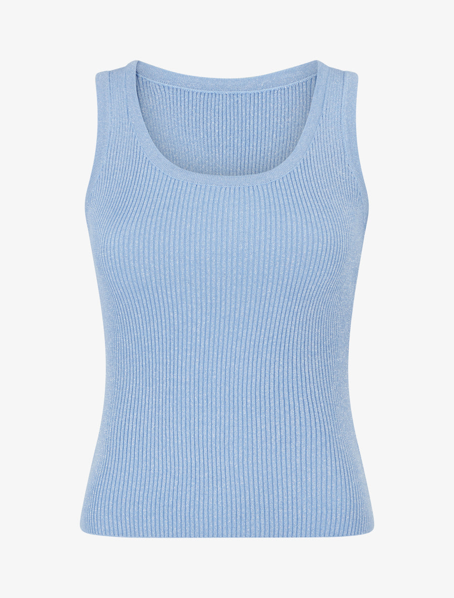 Crop top uni en maille irisé - Bleu ciel - 1