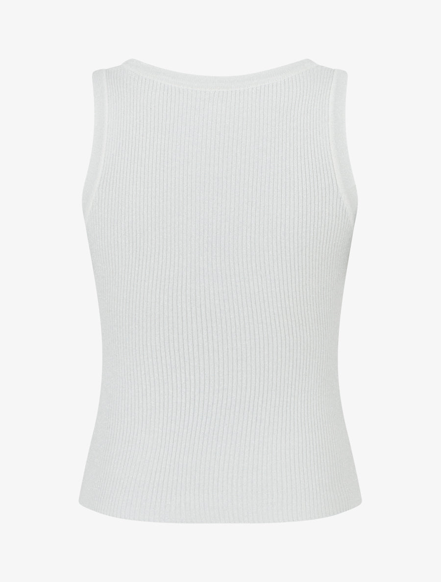 Crop top uni en maille irisé - Blanc - 2