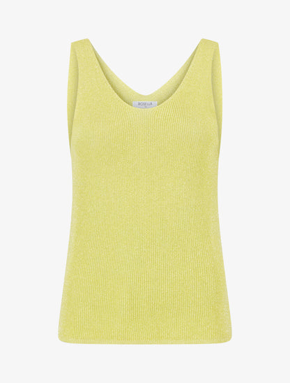 Débardeur uni en maille irisée à col V - Jaune - 1
