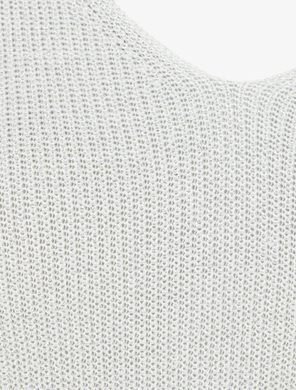 Débardeur uni en maille irisée à col V - Blanc - 3