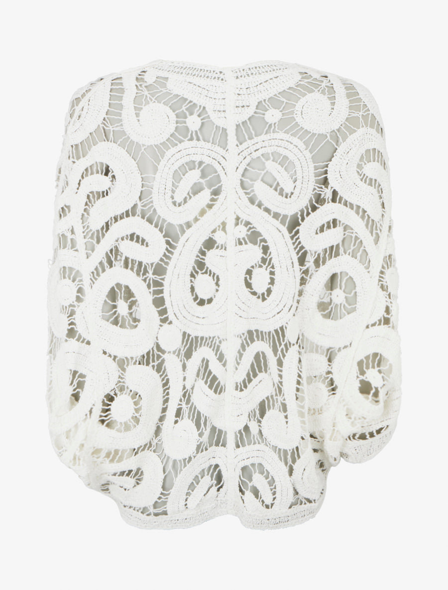 Gilet mi-long en crochet - Blanc - 2