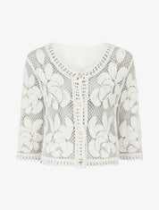 Cardigan uni en crochet - Blanc - 1