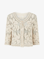 Cardigan uni en crochet - Beige - 1