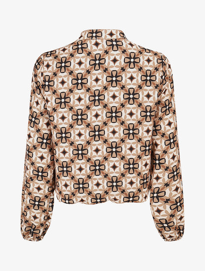 Blouse imprimé fleurs graphiques - Taupe - 2