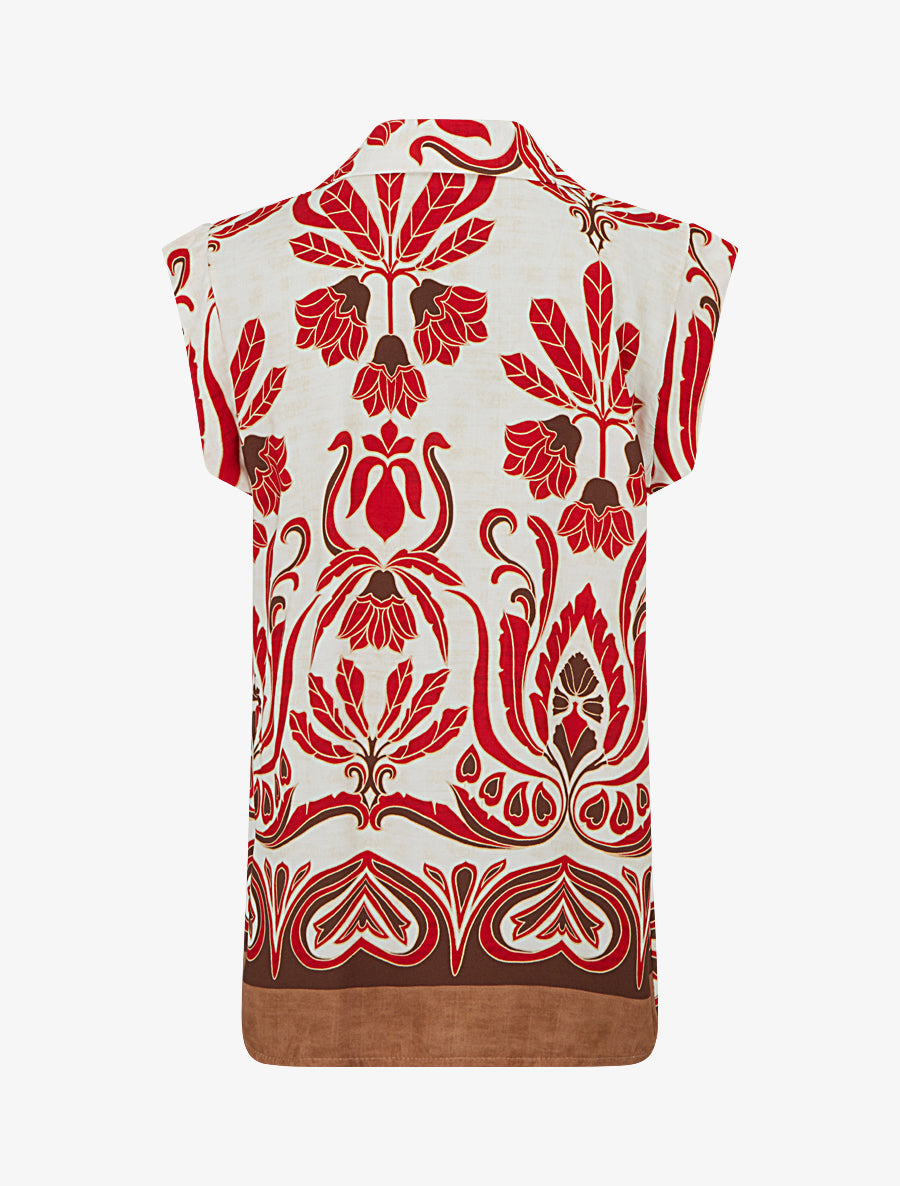 Chemise sans manches imprimé tropical - Rouge - 2