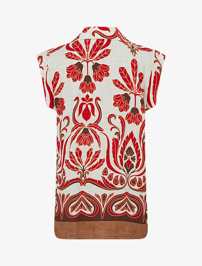 Chemise sans manches imprimé tropical - Rouge - 2
