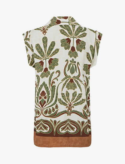 Chemise sans manches imprimé tropical - Kaki - 2