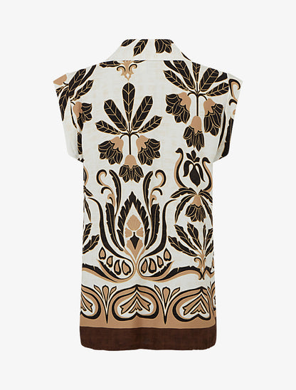 Chemise sans manches imprimé tropical - Noir - 2