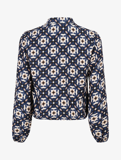 Blouse imprimé fleurs graphiques - Marine - 2