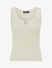 Débardeur irisé à col bijou - Beige - 1