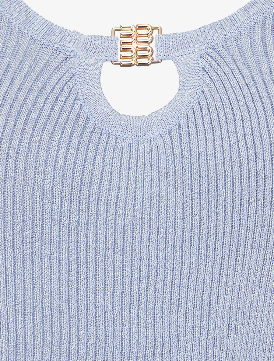Débardeur irisé à col bijou - Bleu ciel - 3