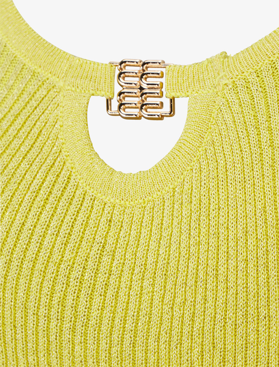 Débardeur irisé à col bijou - Jaune - 3