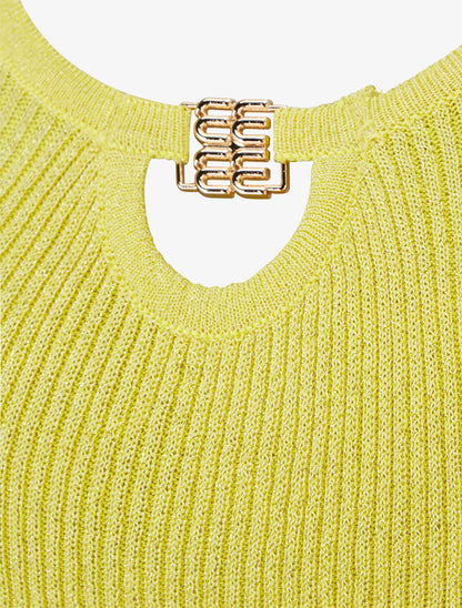 Débardeur irisé à col bijou - Jaune - 3