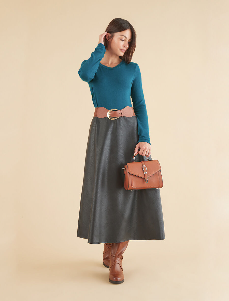 Robe patineuse bimatière - Bleu canard - 4