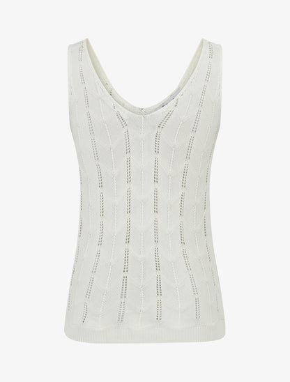 Débardeur à col V en maille fantaisie - Beige - 2