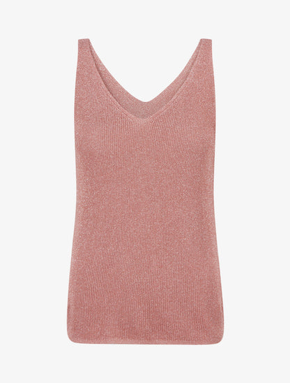 Débardeur à col V en maille irisée - Vieux rose - 1