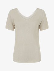 Top manches courtes en maille irisée - Beige - 1