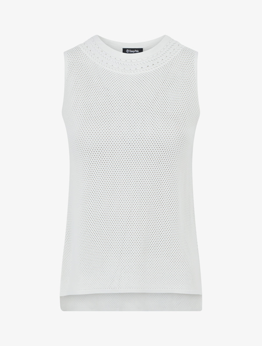 Débardeur filet de pêche coupe carrée - Blanc - 1