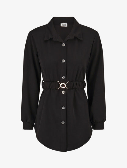 Chemise cintrée à ceinture élastique - Noir - 1
