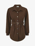 Chemise cintrée à ceinture élastique - Marron - 4