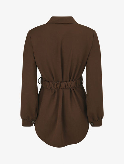 Chemise cintrée à ceinture élastique - Marron - 2