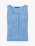 Top boutonné en maille ajourée - Bleu ciel - 1