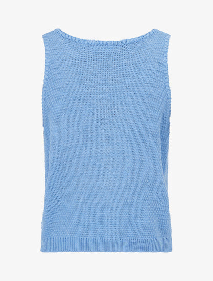 Top boutonné en maille ajourée - Bleu ciel - 2