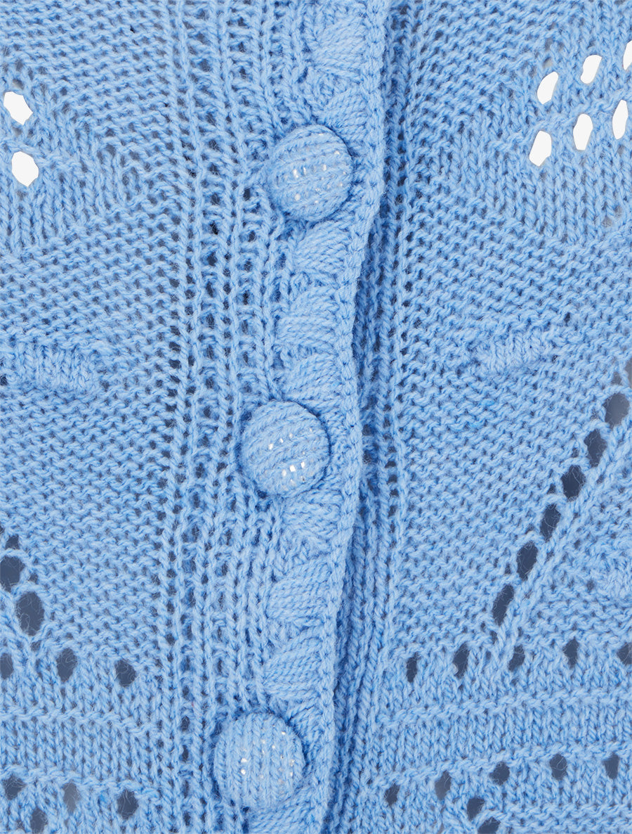 Top boutonné en maille ajourée - Bleu ciel - 3