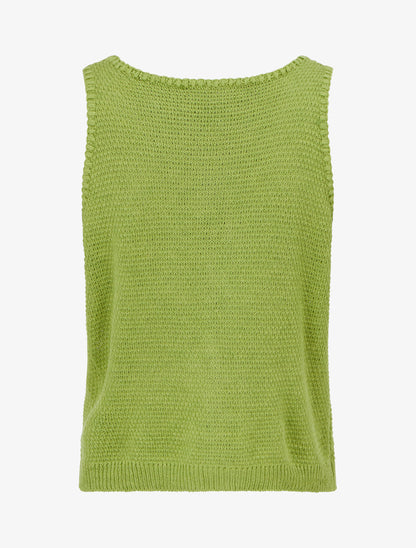 Top boutonné en maille ajourée - Vert pomme - 2
