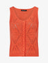 Top boutonné en maille ajourée - Corail - 1