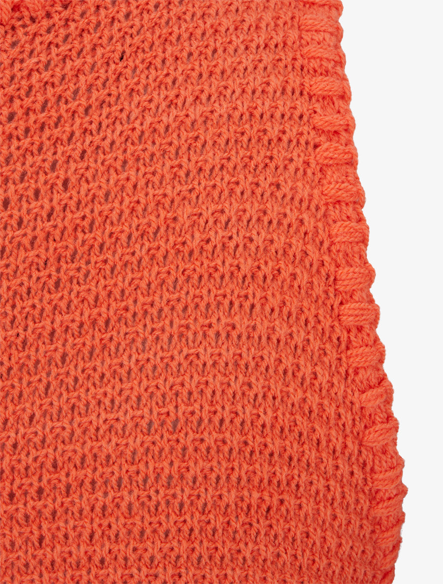Top boutonné en maille ajourée - Corail - 3