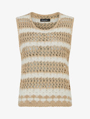Débardeur tricoté à rayures - Beige - 1