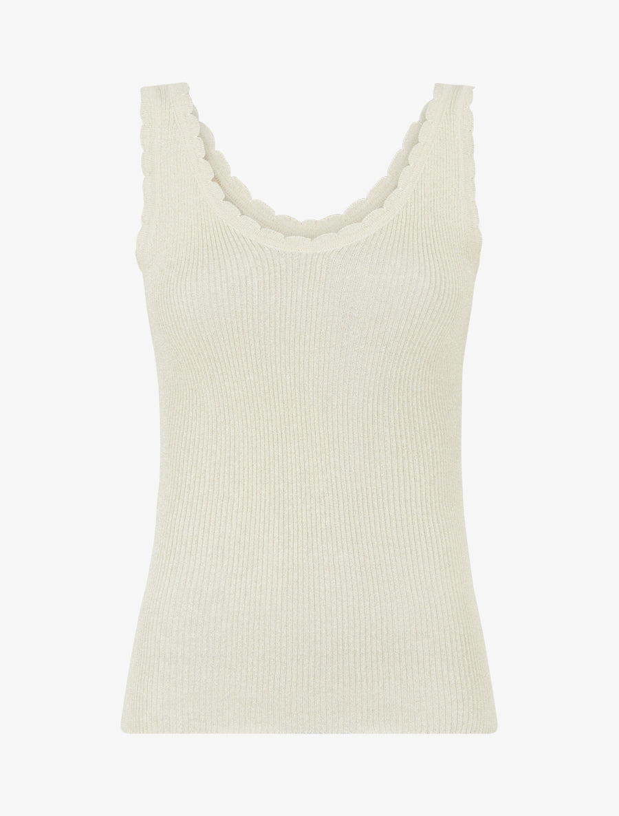 Débardeur festonné en maille irisée - Beige - 1