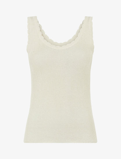 Débardeur festonné en maille irisée - Beige - 1