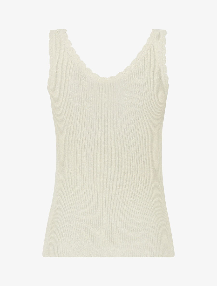 Débardeur festonné en maille irisée - Beige - 2