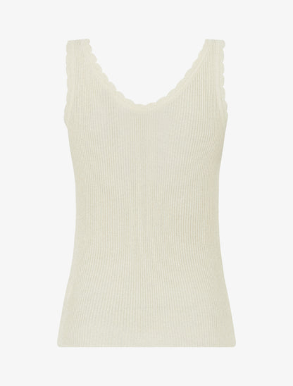 Débardeur festonné en maille irisée - Beige - 2