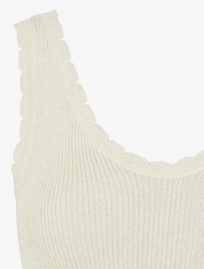 Débardeur festonné en maille irisée - Beige - 3