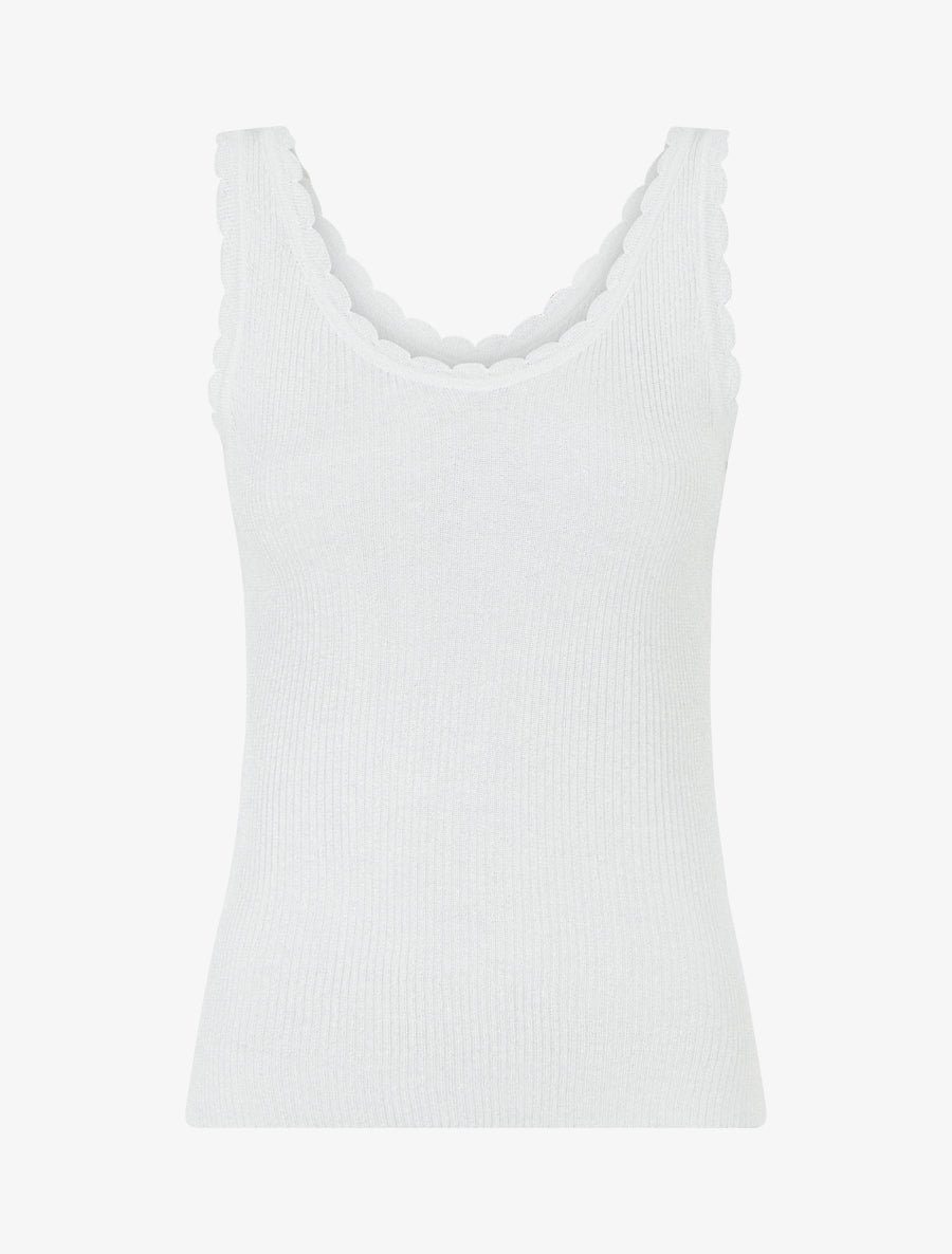 Débardeur festonné en maille irisée - Blanc - 1