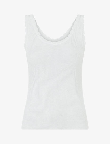 Débardeur festonné en maille irisée - Blanc - 1