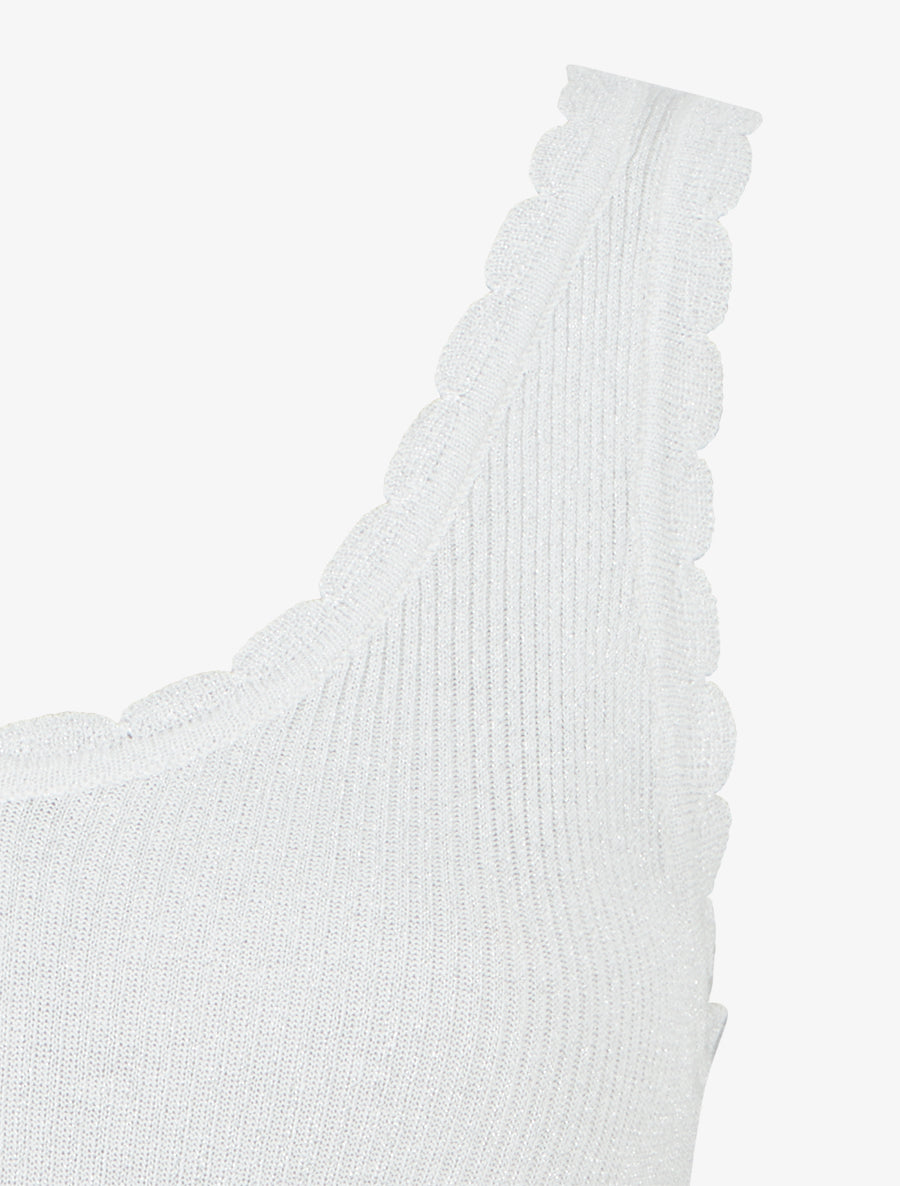 Débardeur festonné en maille irisée - Blanc - 3