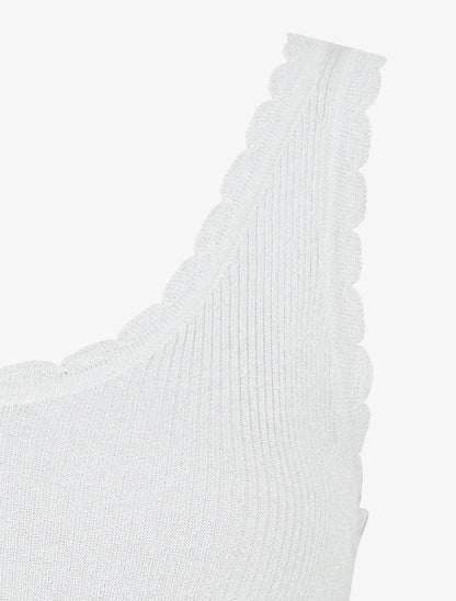Débardeur festonné en maille irisée - Blanc - 3
