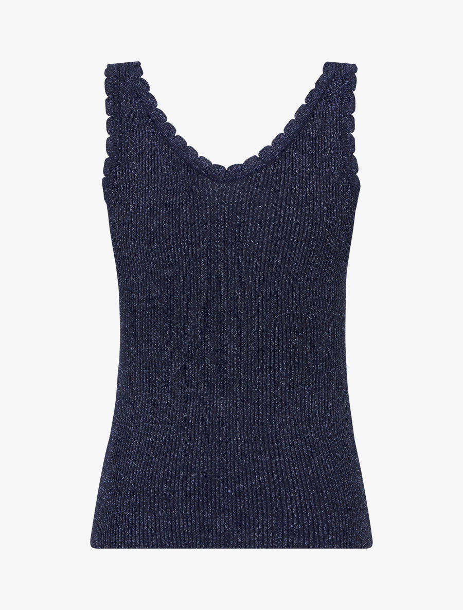 Débardeur festonné en maille irisée - Marine - 2