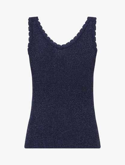 Débardeur festonné en maille irisée - Marine - 2